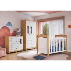 Quarto de Bebê Berço 3 em 1, Guarda-roupa e Cômoda com Janelas 100% MD