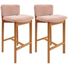 Kit 02 Banquetas Alta Para Cozinha Sala De Jantar Bar Dara L02 Bouclê Rosê - Lyam Decor
