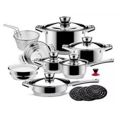Jogo De Panelas Alemão Aço Cirúrgico 23 Peças - Top De Linha