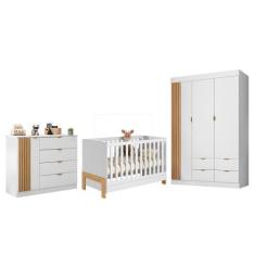 Dormitório Infantil Ayla Guarda Roupa, Cômoda e Berço - Phoenix Baby, 