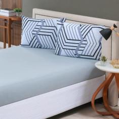 Jogo De Lençol Queen Malha 100% Algodão Com Fronha Estampada - Sophia 