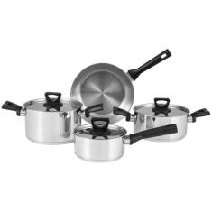 Jogo de Panelas Tramontina Brava Baquelite em Aço Inox com Fundo Tripl