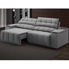 Sofá com Porta Copos Carregador USB Ret Rec Samurai 2,50m Velosuede Gr