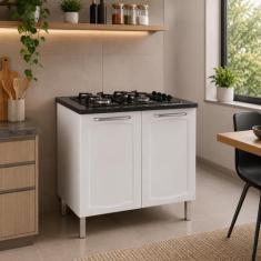 Balcão Cozinha Itatiaia Tarsila para Cooktop 5 Bocas 2 Portas Branco I