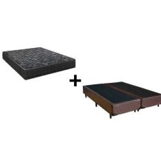 Cama Box King 193 Bipartido Tecido Sintético Marrom com Colchão Lisboa