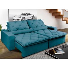 Sofá Magnum 2,02m Retrátil, Reclinável com Molas no Assento e Almofadas Lombar Tecido Suede Grafiato  - Cama InBox