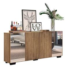 Aparador Buffet c/Espelho e Pés Quadrados Vegas Multimóveis Rustic/preto