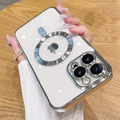 Estojo transparente de carregamento sem fio para iPhone 14 13 12 11 Pro Max X XR XS 7 8 Plus SE 2020 22 Mini capa macia, prata, para iPhone 7plus