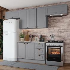 Cozinha Compacta 4 Peças com Duplo Aéreo Emily Cinza/calcare