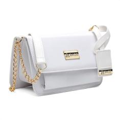 Bolsa Carteira Feminina Transversal Correntes Moderna Casual Branca