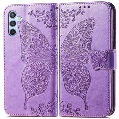 ROPIGO Capa carteira para Samsung Galaxy A54 5G, couro PU premium borboleta em relevo [suporte] [compartimentos para cartões] [alça de pulso] [6,4 polegadas] capa de telefone para Samsung A54 5G