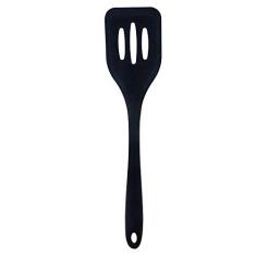 Mimo Style Utensílios Espátula Vazada de Silicone, Preto, 29.5 x 7 cm