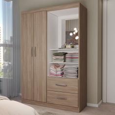 Guarda-Roupa Solteiro Gabe 2 Portas 2 Gavetas com Espelho Demolição - Panorama Móveis