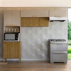 Cozinha Compacta Urbane 9 Portas Ripado 3d Freijó/Vanilla - Kits Paraná