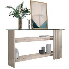 Aparador Frizz com Tampo de Vidro - Madetec, Calacata/Off White