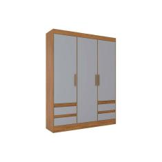 Guarda Roupa Casal 3 Portas E 4 Gavetas Briz Lema B55 Nature-cinza - Henn