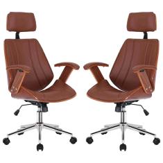 2 Cadeiras Escritório Juliette Presidente Giratória Marrom