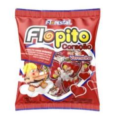 Pirulito Flopito Coração Vermelho Morango 500g - Florestal
