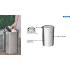 Lixeira Inox Tramontina Swing Polido e Tampa Basculante 12L, Inox