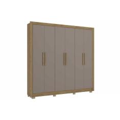 Guarda Roupa Casal 6 Portas E 3 Gavetas C/ Pés Cb04m569 Nogueira/fendi - Kappesberg