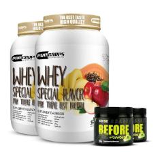 Kit 2 Whey Protein Special Flavor 840g + 2 Pré Treino-Unissex