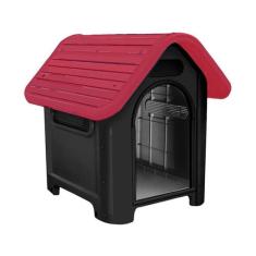 Casa Casinha de Cachorro n.3 MECPET Média Vermelha Base Preto