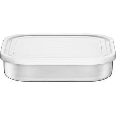 Pote Quadrado Tramontina Freezinox em Aço Inox com Tampa Plástica 16 c