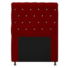 Cabeceira Estofada Cristal 90 cm Solteiro Com Strass Suede Bordô - Doce Sonho Móveis