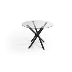 Mesa Redonda Tubular Volga com Tampo de Vidro Casatema Preto