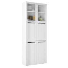 Paneleiro de Cozinha Itatiaia 6 Portas 2 Em Vidro Florença Branco Neve
