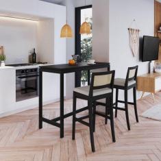 Conjunto Mesa e 2 Banquetas Bistrô Tiê CabeCasa MadeiraMadeira Preto/Off White