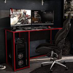 Mesa Gamer Escrivaninha Singapura Politorno Preto/Vermelho