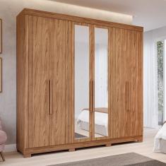 Guarda-roupa Casal 234,60cm 6 Portas com Espelho e 6 Gavetas 100% Mdf Boston Espresso Móveis Cinamomo
