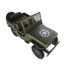 Power Toys TECH - Miniatura Jeep WillYs do Exercito 1941: Carrinho de Ferro com Portas que Abrem e Pneus de Borracha 1:32