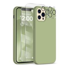 COFFKER Capa para iPhone 12 Pro Max, [2 protetores de câmera + 2 protetores de tela], capa protetora de silicone à prova de choque, capa de telefone com forro de microfibra para iPhone 12 Pro Max de