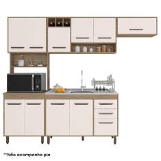 Cozinha 4 Peças Barcelona com Balcão de Pia Carvalho OAK Off White – Poliman