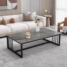 Mesa de centro de madeira, mesa central moderna retangular para coquetel, mesa de café minimalista de ardósia para sala de estar, escritório em casa