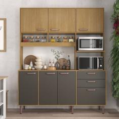 Armário Cozinha Luna 170 Cm de Largura Forno e Micro Luna Grafite