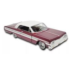Miniatura Coleção Chevrolet Impala 1964 Bordô Metal 1:24 - Welly