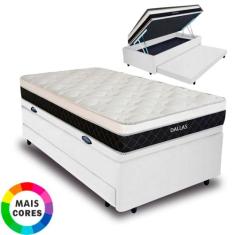 Cama Box Baú Solteiro Auxiliar Bicama 3 em 1 + Colchão Dallas D33 Mola