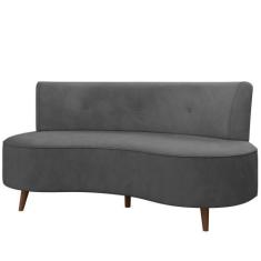 Sofá 2 Lugares para Sala Living 135cm Pés Palito Korah K04 Veludo Cinz