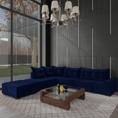 Sofá de Canto 9 Lugares com Puff Itapema - Montreal