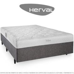 Cama Box Casal Conjugada Herval Tulipa, 47x138x188 cm, Molas Bonnel