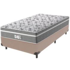 Cama Box Bege e Colchão Evolution Molas Ensacadas Solteiro Probel