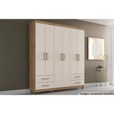Guarda Roupa Solteiro 6 Portas E 4 Gavetas Canadá Plus Cinamomo-off White Conquista
