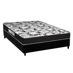 Cama Box Casal: Colchão Espuma Luckspuma D45 Gran Luck Pro + Base Crc Suede Black(138X188)