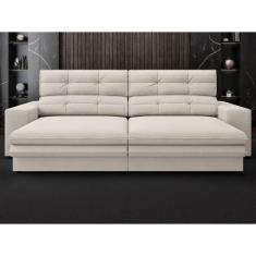 Sofá Pegasus 2,50m Assento Retrátil e Reclinável Velosuede Areia - netsofas