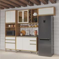 Cozinha Modulada Compacta 4 Peças 8 Portas e Vidro Reflecta 100% Mdf Barbados Espresso Móveis