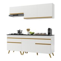 Armário De Cozinha Compacta 190cm V3705 Branco Dourado