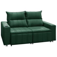Sofá Retrátil E Reclinável Madri 2l. 160cm C/molas - Veludo Verde